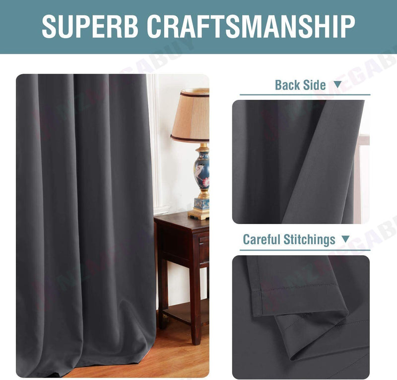 Blockout Curtain Eyelet  2PC Charcoal *4 Sizes