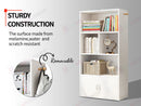 4-Shelf White Bookcase with Cabinet – Display Storage Stand