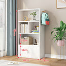 4-Shelf White Bookcase with Cabinet – Display Storage Stand