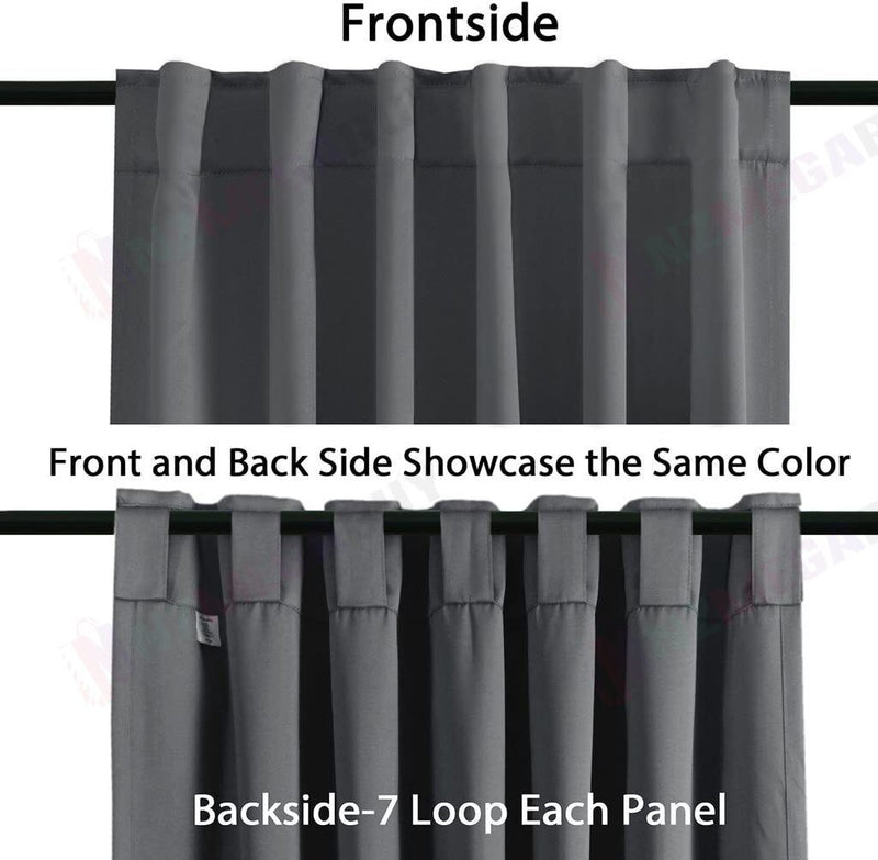 Blockout Curtain Back Tab 2PC Charcoal AP *4 Sizes