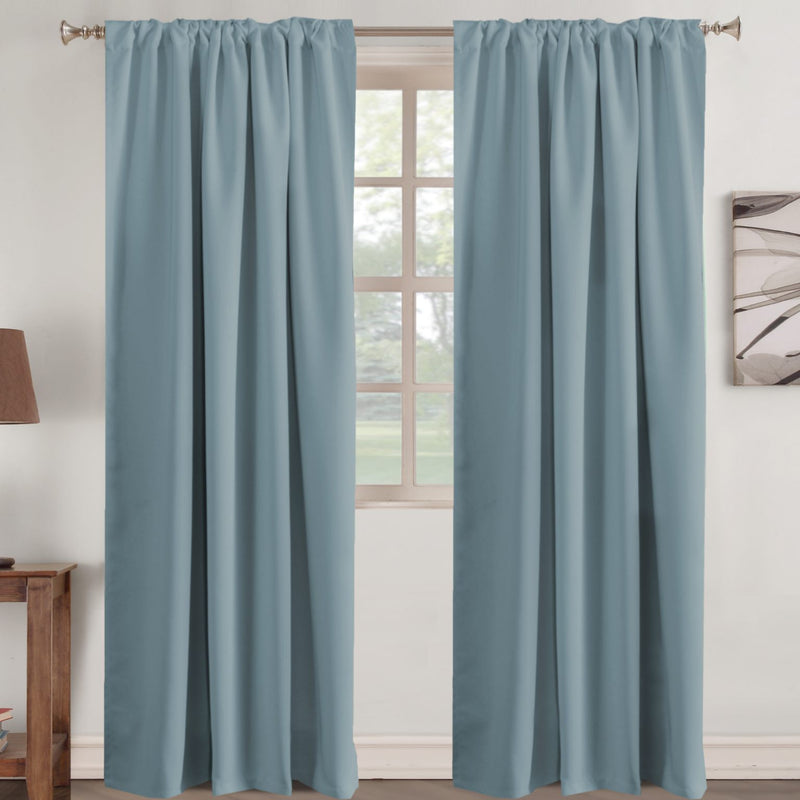 Blockout Curtain Back Tab 2PC Stone Blue AP *2 Sizes