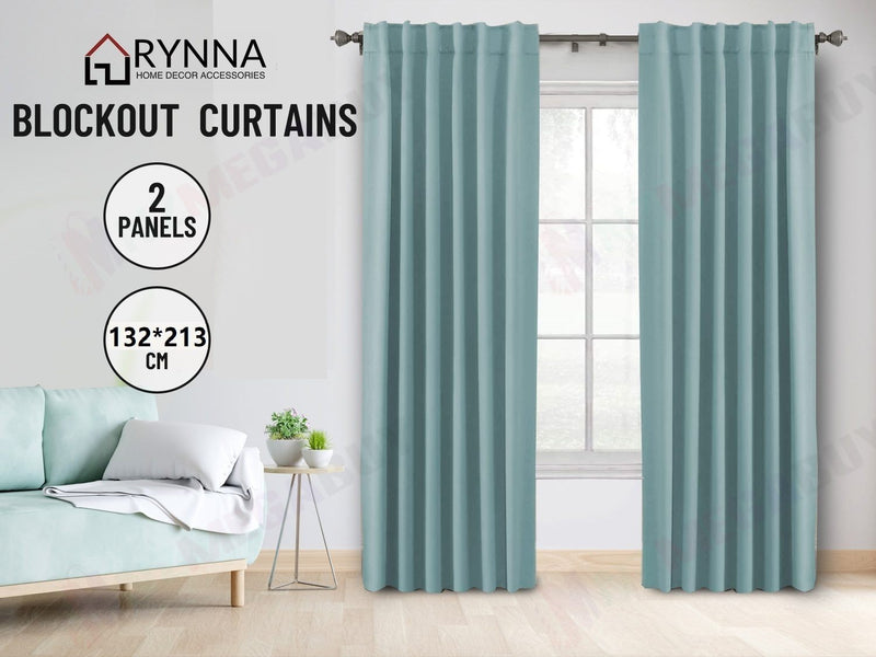 Blockout Curtain Back Tab 2PC Stone Blue AP *2 Sizes