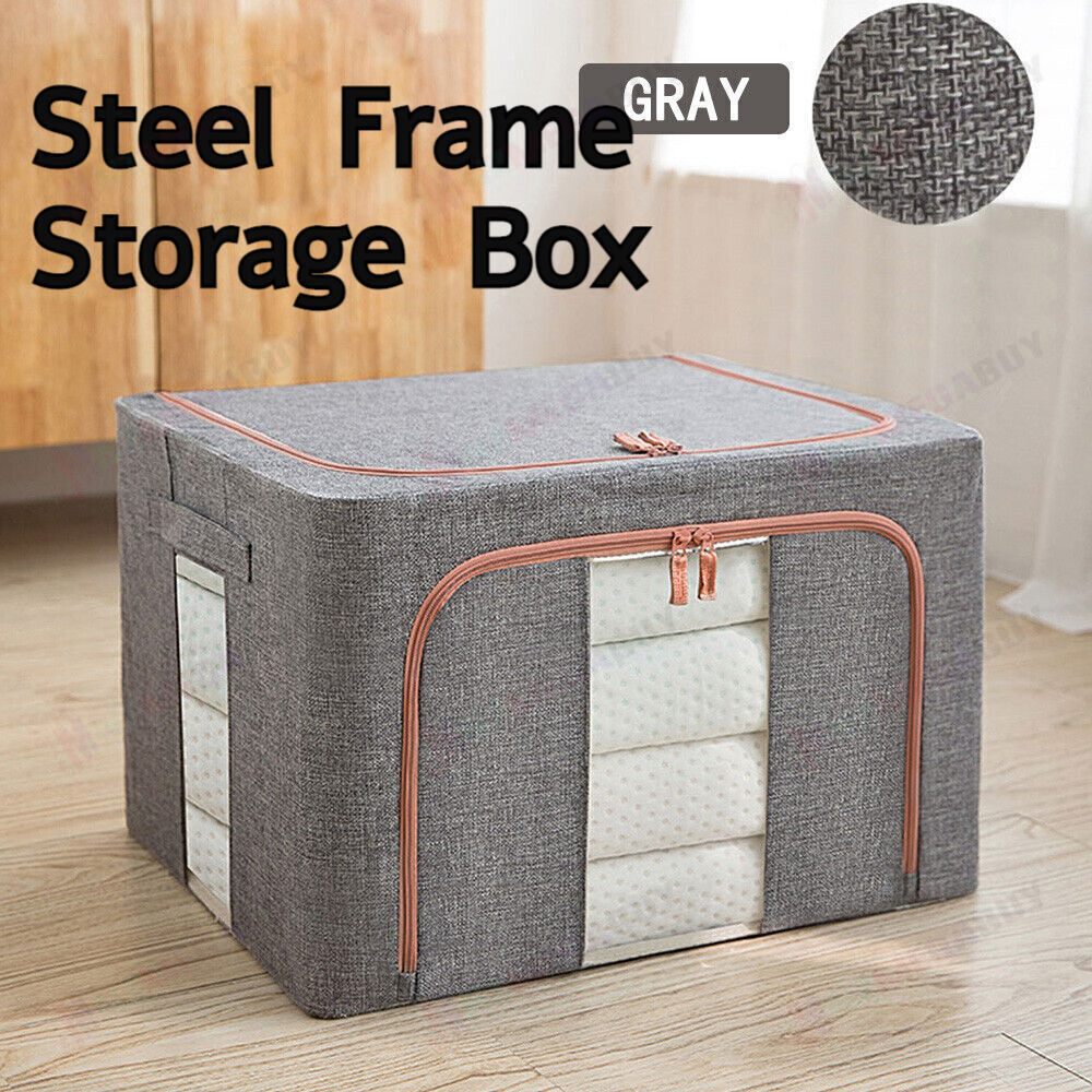 Foldable Storage Box Steel Frame Grey * 2 Sizes