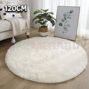 White Fluffy Shaggy Round Rug 100cm/120cm