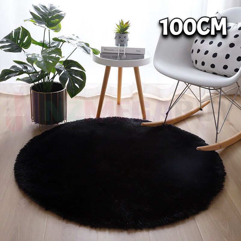 Floor Rug Round Diameter 100cm/120cm *Black