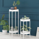 Plant Stand Metal  2 Tiers  White  60CM
