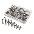 nzmegabuy 60-piece stainless steel hose clamp assortment kit in a clear storage box with various adjustable sizes