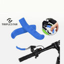 nzmegabuy blue silicone bicycle brake lever grips installed on mountain bike handlebars for non-slip comfort