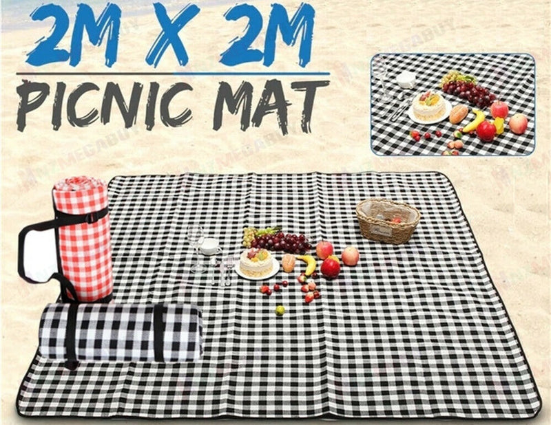 Large Picnic Blanket Premium Cashmere Rug Waterproof Mat Outdoor 200X200 * 2 Colors