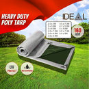 nzmegabuy heavy-duty 160gsm polyethylene tarpaulin in silver and dark green with reinforced eyelets for outdoor use