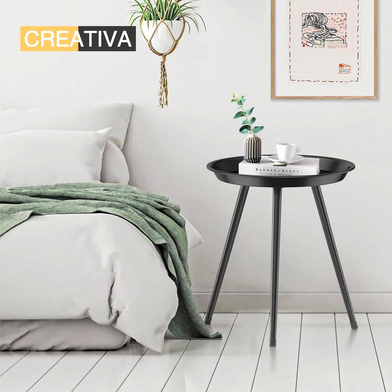Side Table Bedside Metal *Metal top + Black