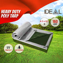 nzmegabuy heavy-duty 160gsm waterproof polyethylene tarpaulin with silver and dark green reversible design