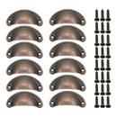 nzmegabuy set of 12 antique bronze shell-shaped cabinet handles with matching screws for furniture and drawers