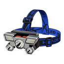 nzmegabuy LED head torch with blue adjustable strap, featuring 4 brightness modes and USB rechargeable battery.