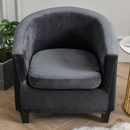 nzmegabuy dark grey velvet tub chair slipcover with matching cushion cover on a modern armchair