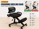 nzmegabuy black ergonomic kneeling chair with backrest, memory foam cushions, and adjustable height for posture support