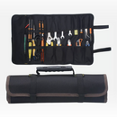 nzmegabuy black 22-pocket tool roll bag made of durable 600D Oxford canvas with a reinforced handle and zipper pocket