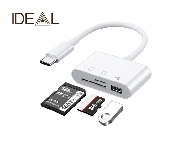 3 In 1 Adapter Type-C Tf Cf Sd Memory Card Reader Recorder Compact Flash Usb-C