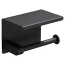 nzmegabuy matte black stainless steel wall-mounted toilet paper holder with a convenient storage shelf for phones.
