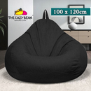 nzmegabuy black corduroy bean bag cover 100x120cm with durable stitching and carry handle for casual home seating