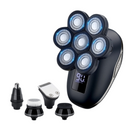 nzmegabuy 6-in-1 electric head shaver with 7D rotary blades, digital display, and interchangeable grooming attachments