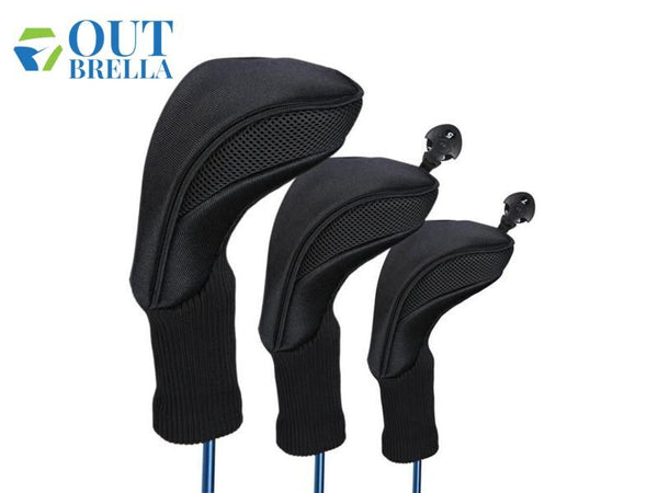 3pcs Golf Club Head Covers Set Fairway Woods Headcovers Long Neck