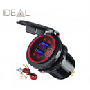 nzmegabuy dual USB QC3.0 car charger socket with red LED voltmeter display and protective dust cover
