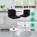 nzmegabuy black PU leather swivel bar stools with adjustable chrome base in a modern kitchen setting