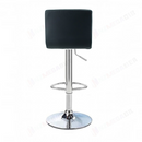 nzmegabuy black PU leather adjustable swivel bar stool with a chrome base and footrest viewed from the back