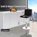 nzmegabuy black PU leather swivel bar stool with chrome base and adjustable height dimensions shown in a kitchen