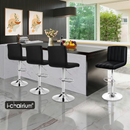 nzmegabuy black PU leather swivel bar stools with chrome base and adjustable height in a modern kitchen setting