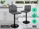 Bar Stool Kitchen Dining Chairs Bar stools PU PVC Leather Gas Lift (Marble Grey)  2 Pcs , 4 Pcs
