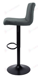 nzmegabuy grey PU leather bar stool with a swivel seat, gas-lift height adjustment, and a black pedestal base.