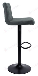 nzmegabuy grey PU leather bar stool with a swivel seat, gas-lift height adjustment, and a black pedestal base.