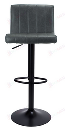 nzmegabuy grey PU leather adjustable swivel bar stool with a black pedestal base and footrest