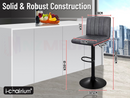 nzmegabuy grey PU leather swivel bar stool with adjustable height and chrome base in a modern kitchen setting