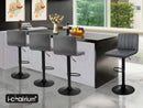Bar Stool Kitchen Dining Chairs Bar stools PU PVC Leather Gas Lift (Marble Grey)  2 Pcs , 4 Pcs