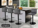 nzmegabuy grey PU leather swivel bar stools with black pedestal bases arranged at a modern kitchen island