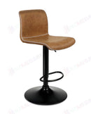 Brown PU Leather Bar Stools NZ – Adjustable Gas Lift Swivel Chairs