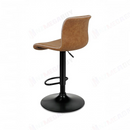 nzmegabuy brown PU leather swivel bar stool with adjustable gas lift, black pedestal base, and white contrast stitching.