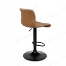 nzmegabuy brown PU leather bar stool with adjustable gas lift, swivel seat, and black pedestal base