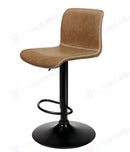 Brown PU Leather Bar Stools NZ – Adjustable Gas Lift Swivel Chairs