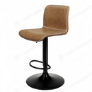nzmegabuy brown PU leather bar stool with white contrast stitching, black gas-lift base, and swivel seat.
