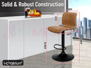 Brown PU Leather Bar Stools NZ – Adjustable Gas Lift Swivel Chairs