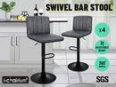 Bar Stool Kitchen Dining Chairs Bar stools PU PVC Leather Gas Lift (Marble Grey)  2 Pcs , 4 Pcs