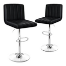 nzmegabuy black PU leather swivel bar stools with chrome base and adjustable height in a modern kitchen setting