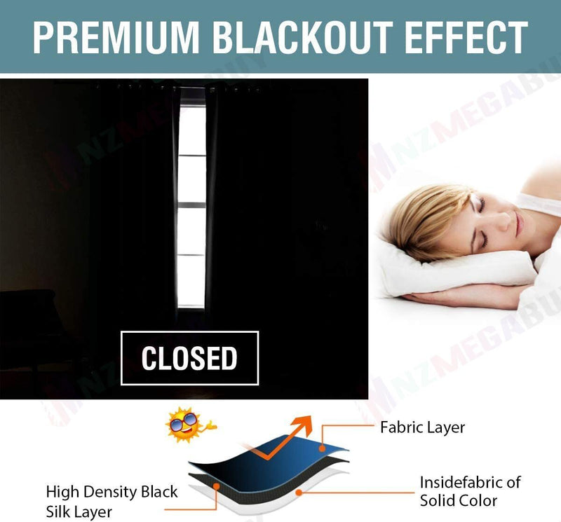 Blockout Curtain Back Tab 2PC AP Black * 4 Sizes
