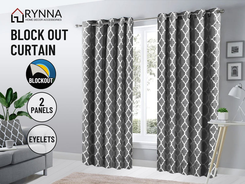 Blockout Curtain Eyelet  2PC Moroccan Grey * 4 Sizes