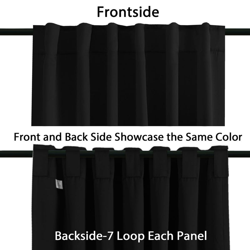 Blockout Curtain Back Tab 2PC AP Black * 4 Sizes