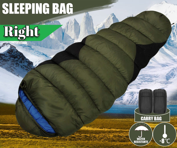 Camping Mummy Sleeping Bag Single  -8°C *Army Green